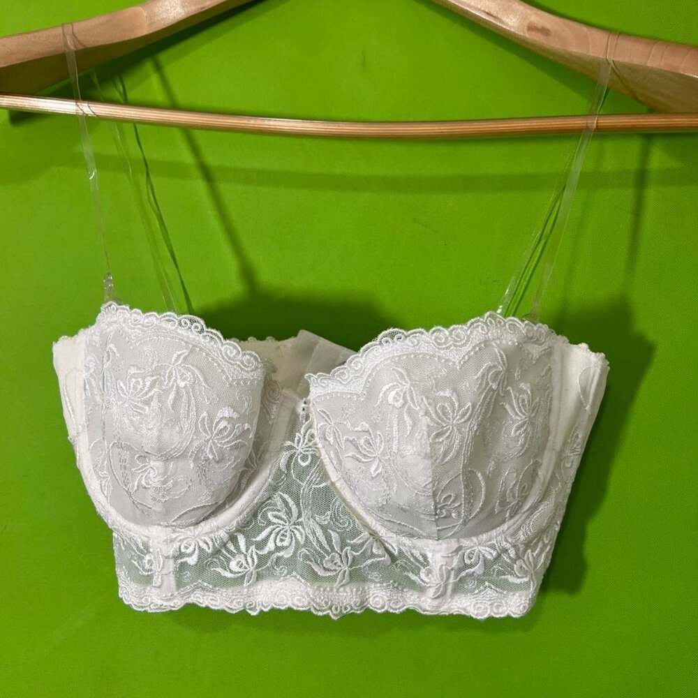 34B Wacoal Retro Chic Full Figure Underwire‎ B75 White Lace Rhinestone Bra